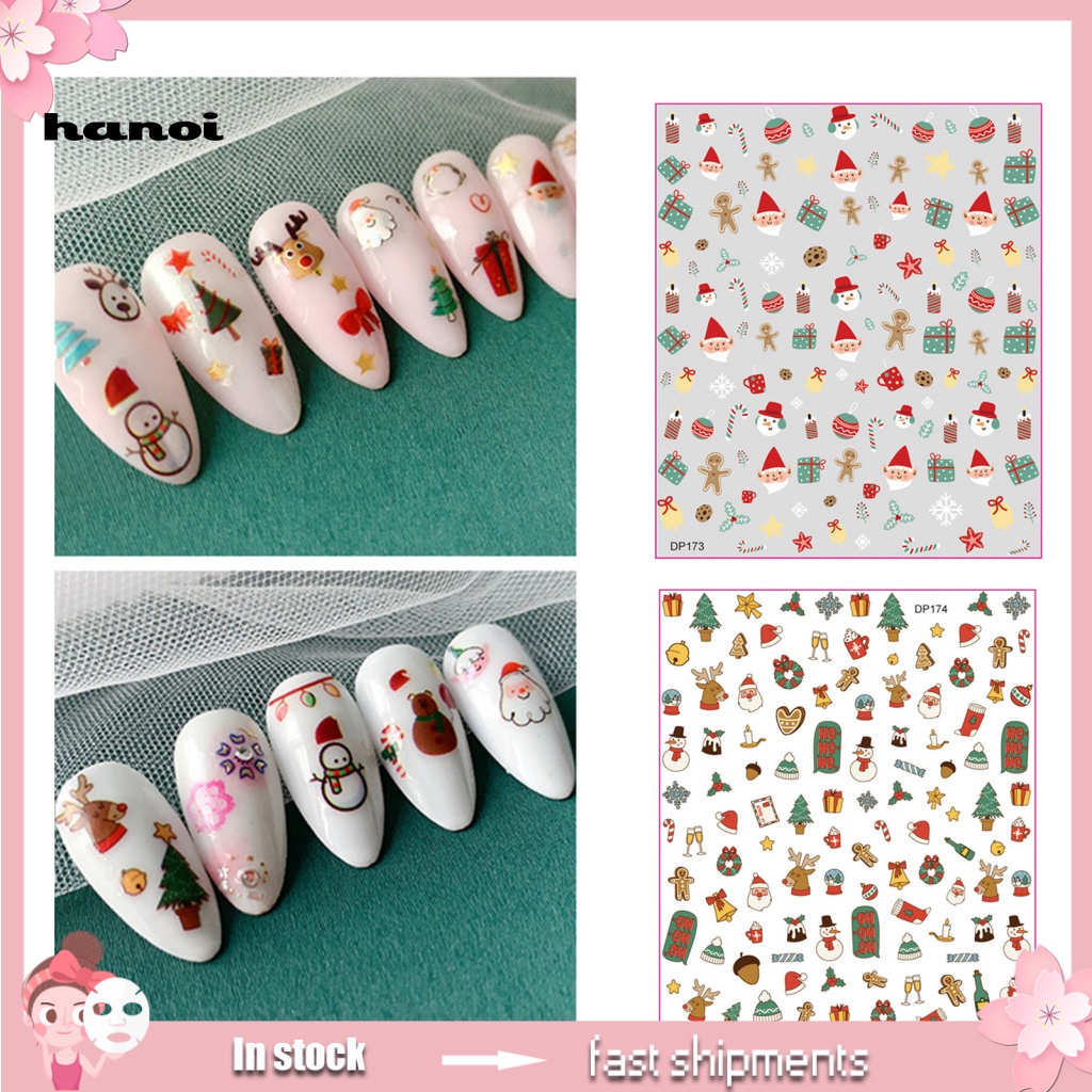 Han_stiker Kuku Motif Santa Claus Untuk Nail Art DIY