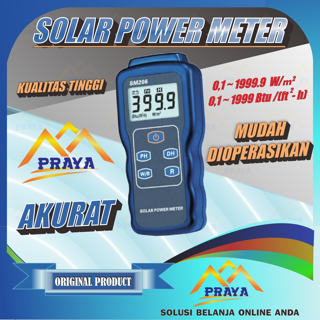 Solar Power Meter Radiation Tester Tes Energi Matahari Sun Sunlight