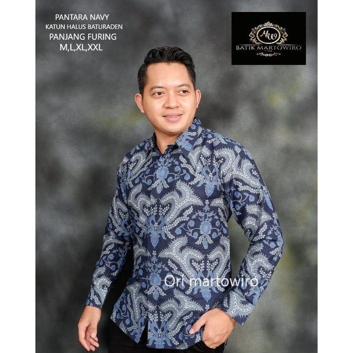 Kemeja Batik PREMIUM Terbaru Batik Premium Warna Navy Batik Eksklusif Lengan Panjang Batik Navy