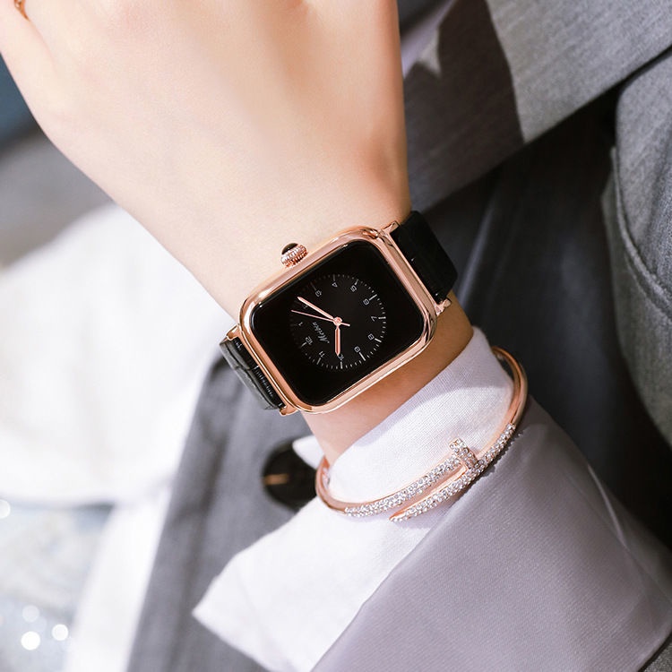 【Ready】100%ORI【COD】【GUOU Watch 】Jam tahan air  2022 Baru Jelly Desain Kecil Square Watch Waterproof Women's Watch Wanita Jelly menonton tali karet wanita menonton Korea menonton fashion women's Watch-Rose Shell Permukaan