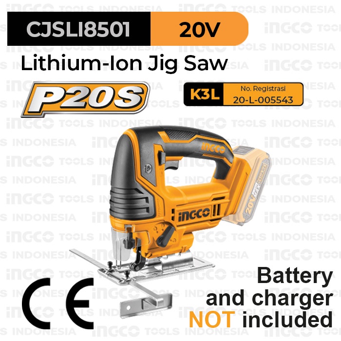 MESIN JIGSAW CORDLESS 20V INGCO BATERAI CJSLI8501