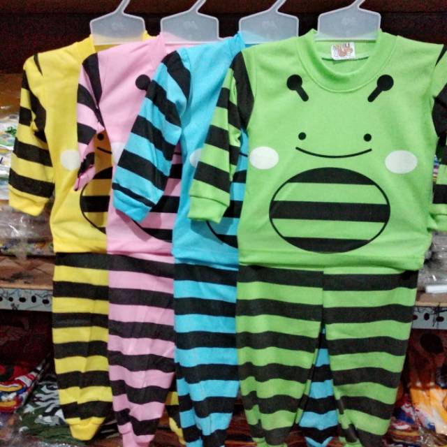 MILI YEIKO Setelan baju celana panjang salur lebah singa SpongeBob bayi