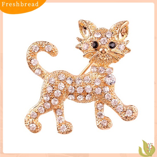 [ TERLARIS]Women's Fashion Shining Rhinestone Brooch Cool Cat Pattern Decor Jewelry Gift