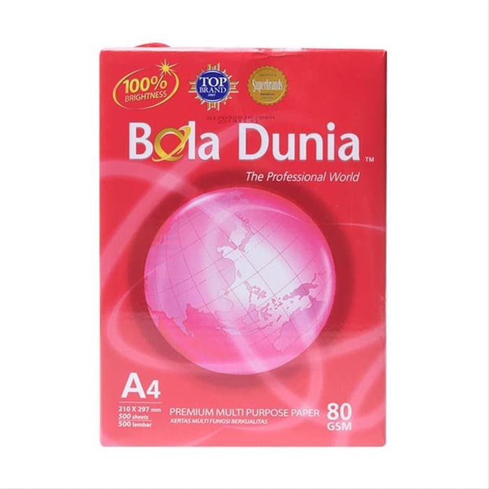 

Kertas HVS A4 Bola Dunia 80 gram KHUSUS GOSEND / GRAB