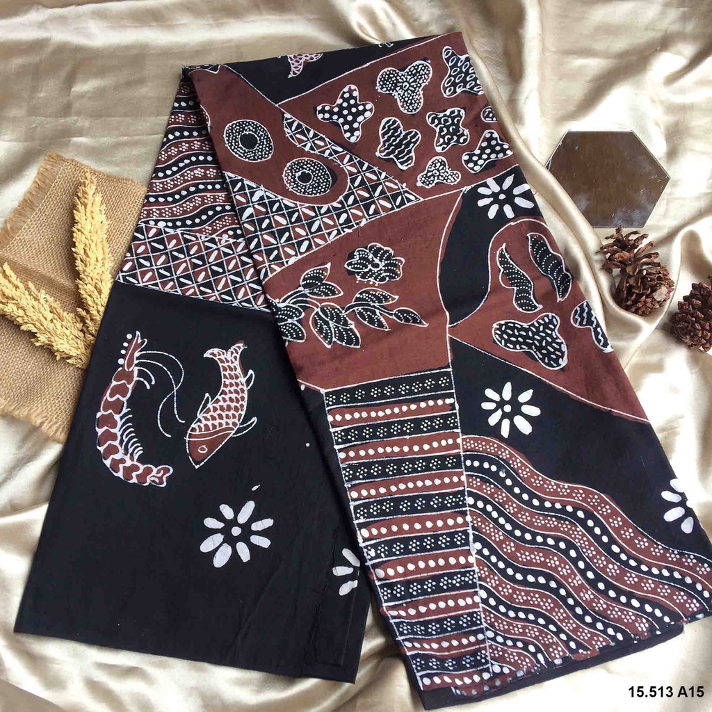 Batik Tulis Asli Madura -Udang Bandeng -Motif Terbaru -Kain Lebih Tebal -Warna Coklat Keren -Khas Ko