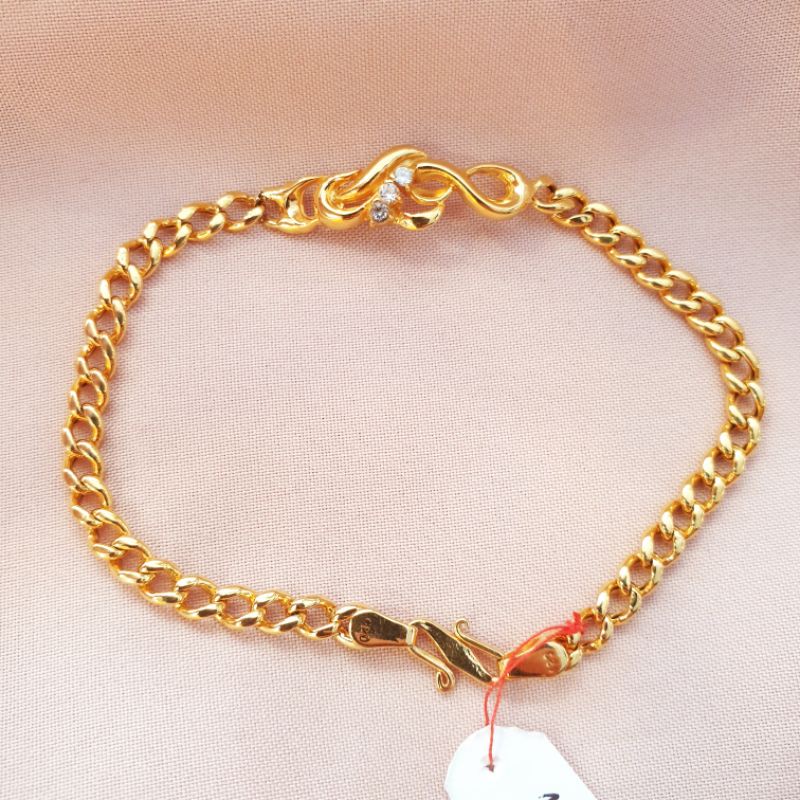 Gelang dewasa model rantai variasi emas asli kadar 420