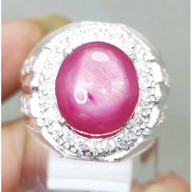 Cincin Batu Akik Asli Ruby Johnson Pink Ring Perak 925