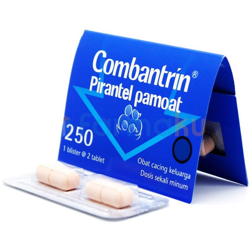 COMBANTRIN Strip Blister Isi 2 Tablet - Obat Cacing Dewasa Anak Pirantel Pamoat