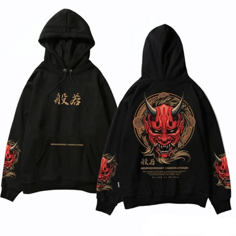 Hannya Kyogen V2 Memphis Origin Sweeater ~ DEVIL ~ Bahan Katun Fleece Grade A+