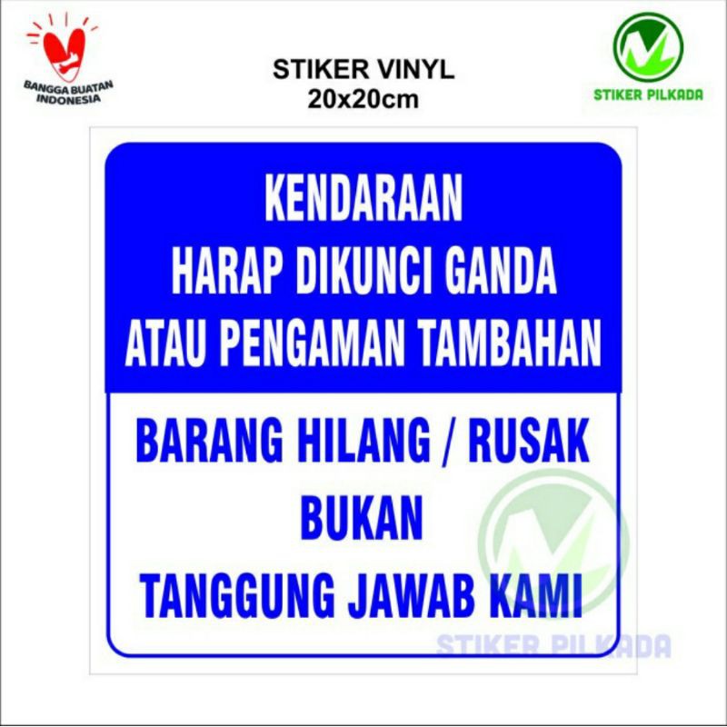 

STIKER VINYL KENDARAAN HARAP DIKUNCI 20x20CM