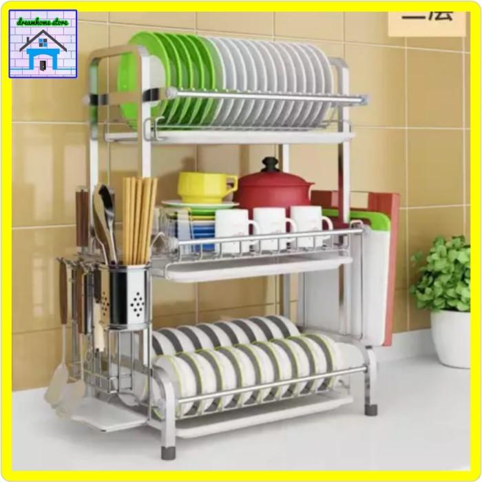 Rak Rak Piring Rak Pengering Piring Stainless Anti Karat Rak Cuci Piring