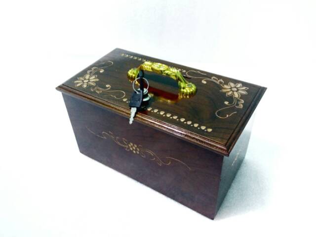 Kotak Amal Tempat Penyimpanan Uang Masjid Kayu Jati Celengan Jumbo Kunci