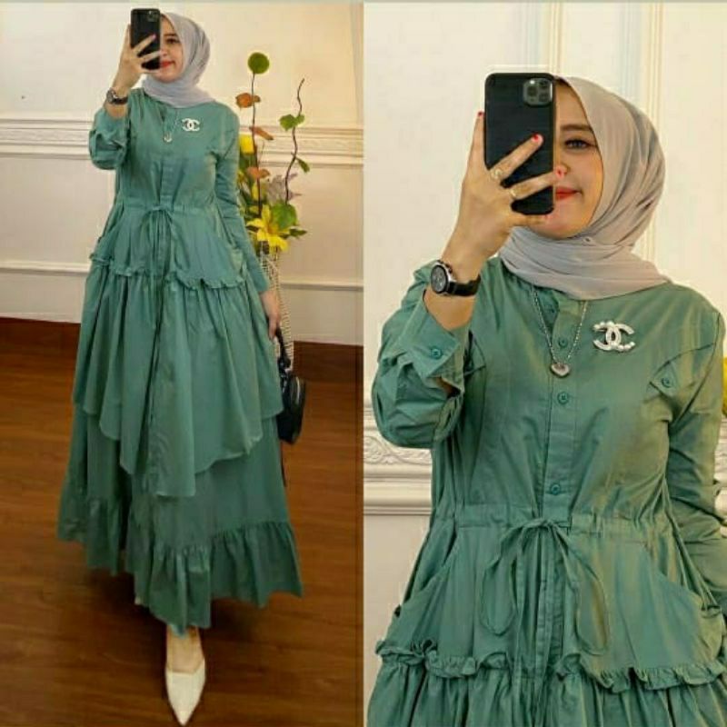 Flow Hanna Long Dress Wanita Muslim Fashion Ootd