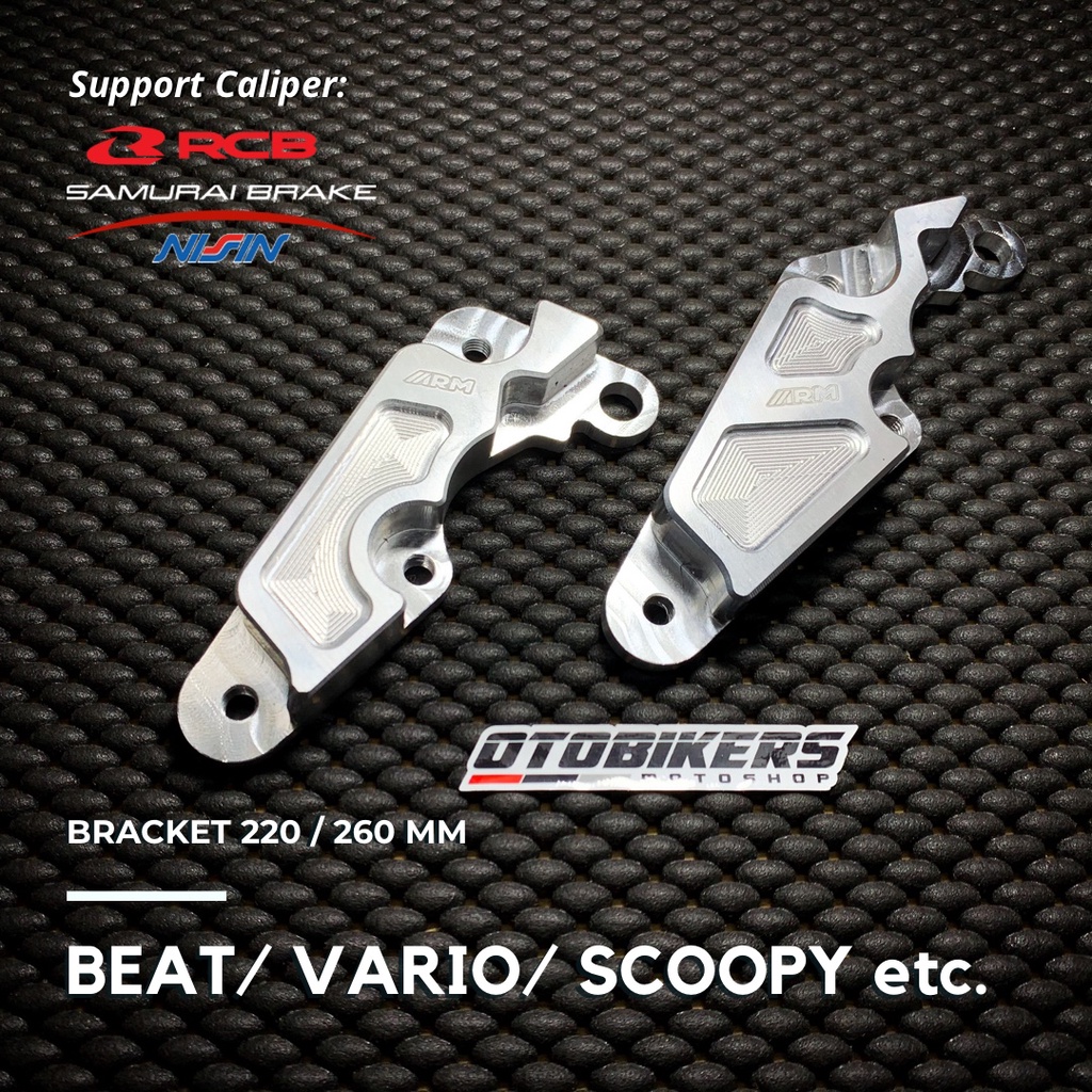 BREKET KALIPER 2P BEAT VARIO 125 150 SCOOPY DISC 220 260 MM >>(UNTUK TYPE RCB S1 - NISSIN SAMURAI 2P