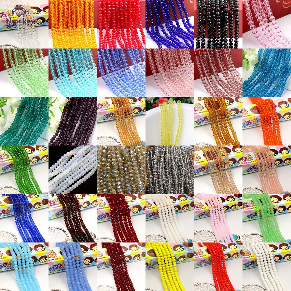 【TK】 6mm Multi colors Crystal Faceted Rondelle Glass Beads Bracelet Necklace DIY Jewelry Making Accessories