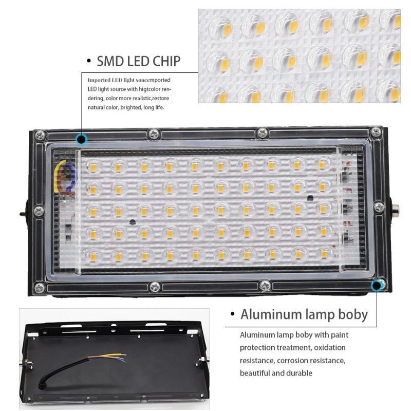 lampu sorot super terang 4500lumen 50w dengan 100 panel LED dan sudah waterproof