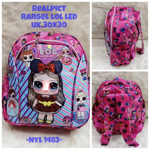 &quot;aurabagss&quot; - Tas Anak Tas Ransel Anak Perempuan Motif LOL LED &quot;PINKY' Tas Sekolah anak Perempuan PAUD TK Backpack Anak Perempuan LOL LED Terbaru Keren