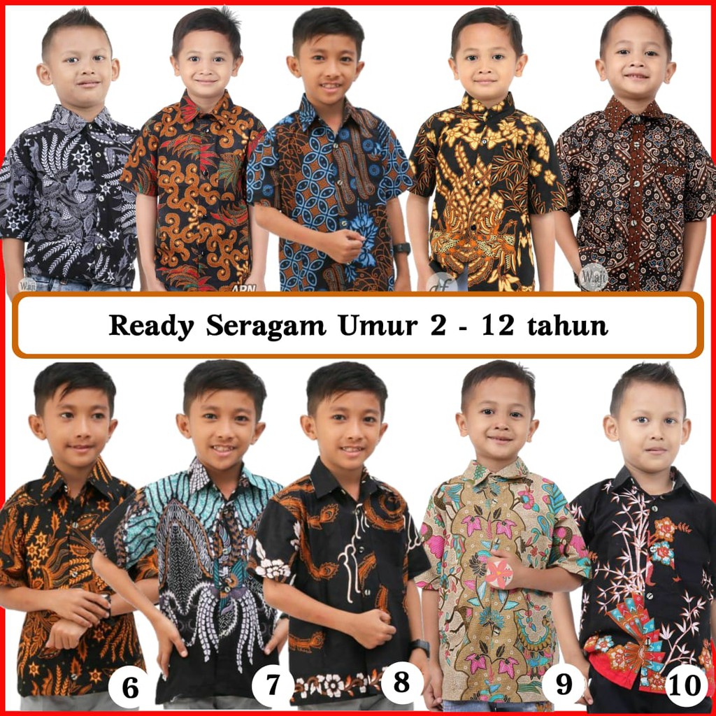 Kemeja Batik Anak - batik anak - baju batik anak laki laki umur 2-12 tahun - batik anak pendek SENO001