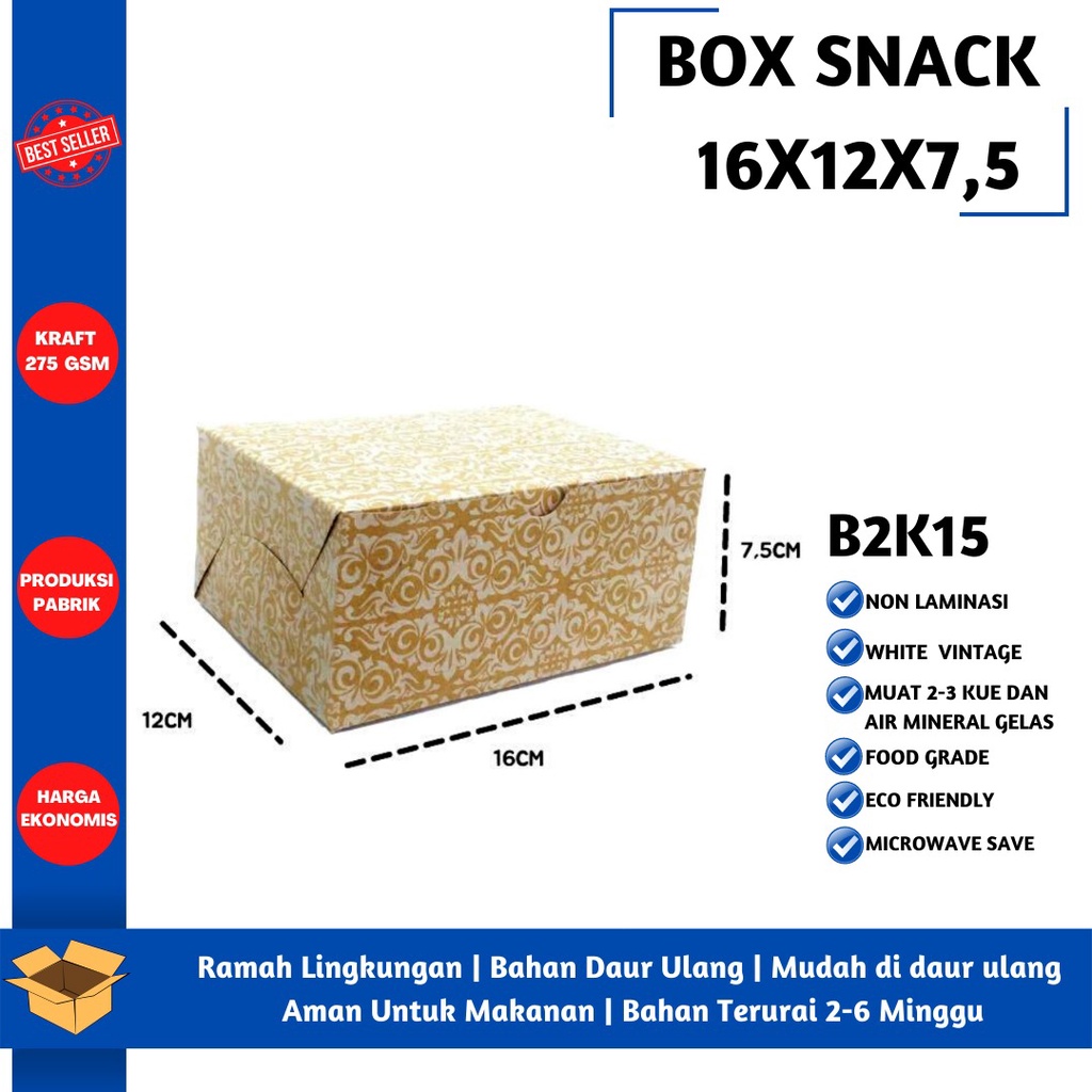 Box Snack Dus Kue Snack Box 16x12 (B2K15-16X12X7.5 Cm)