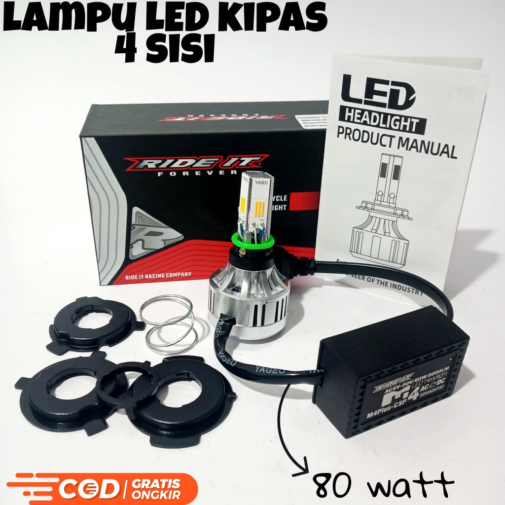 Dop Lampu depan kipas Bohlam LED 4 Sisi 4 dan 6 Mata AC DC Kipas Universal Ride IT