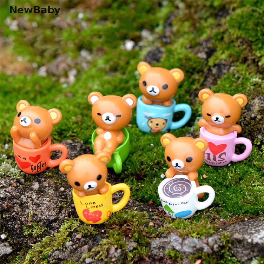 6pcs / set Miniatur Beruang Untuk Dekorasi Taman Mini / Rumah Boneka