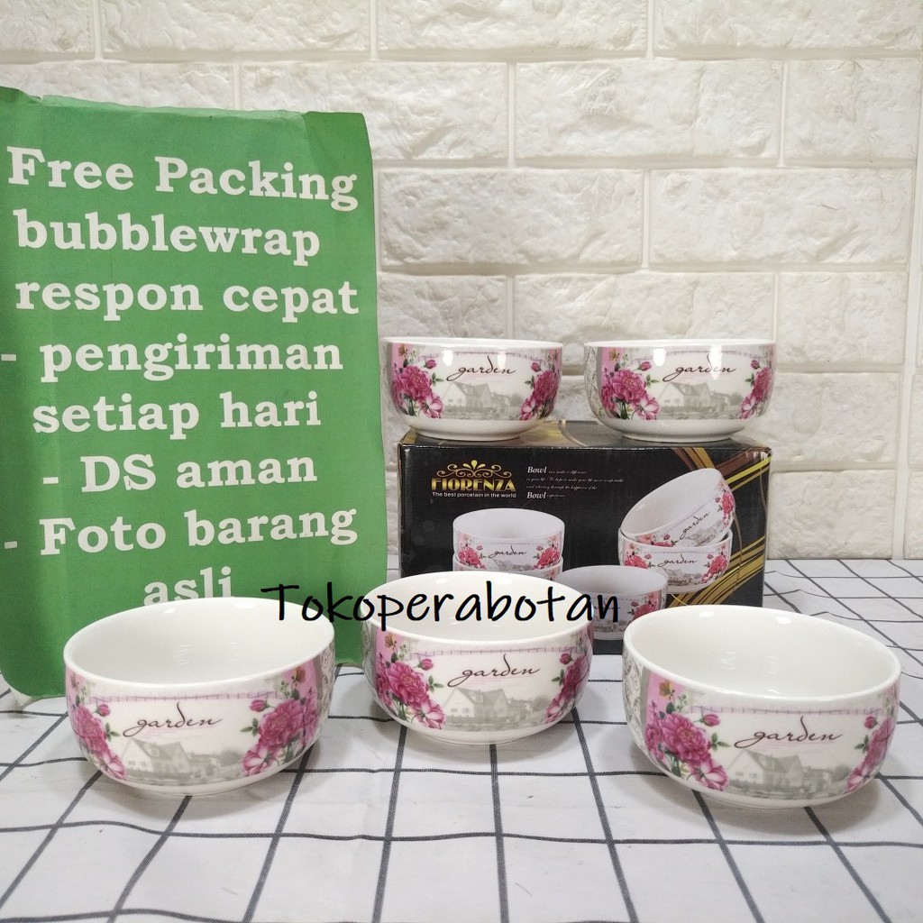 TOKOPERABOTAN Mangkok Keramik Set Fiorenza Motif 10cm TOKOPERABOTAN Mangkok Keramik Set Fiorenza Motif 10cm