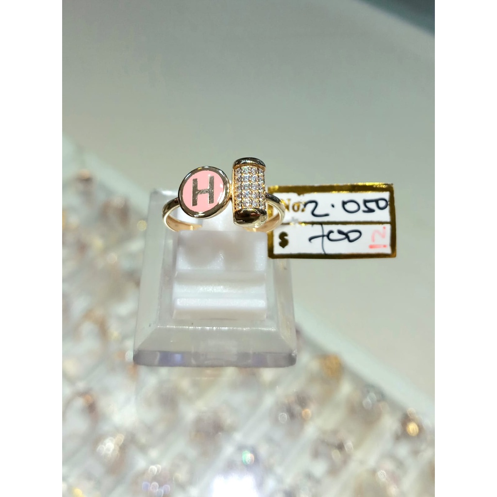 Cincin Emas Fashion Huruf Initial H Kadar 70% 2.05 Gram Size 12