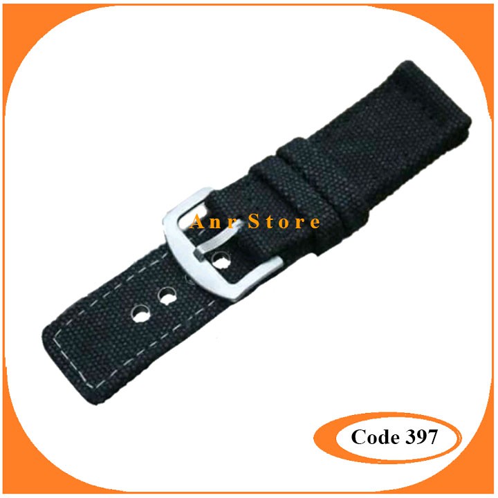 Tali Kanvas Jam Tangan 24MM Hitam Coklat Abu-Abu Strap Jam Tangan