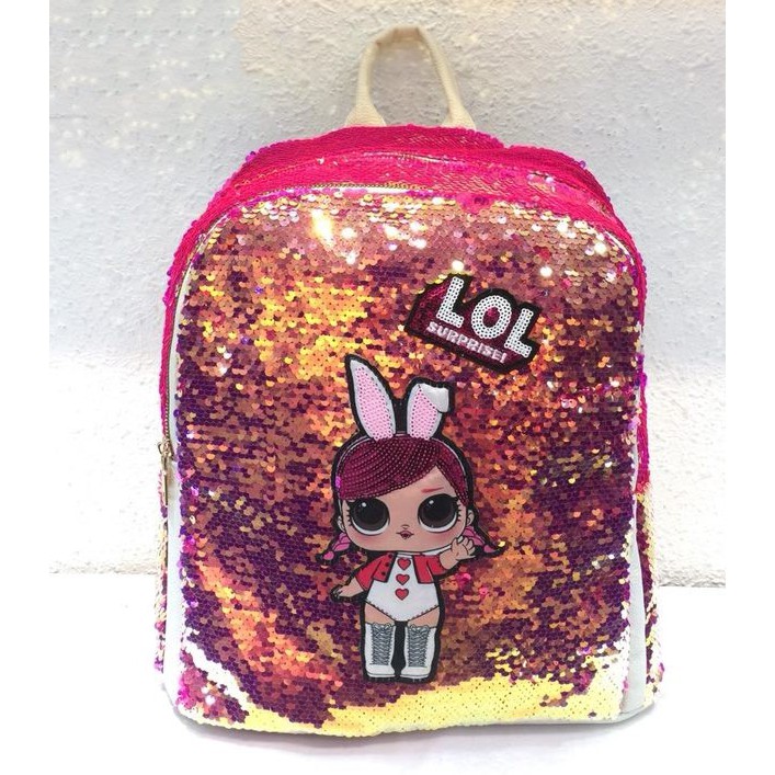 PROMO TAS JUMBO RANSEL Sequin Usap Payet Manik2 Bando Kelinci IMPORT - 17 inch