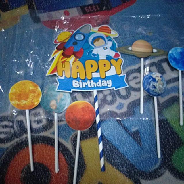 Astronot Planet Topper Cake Birthday / Hiasan Kue Ulangtahun