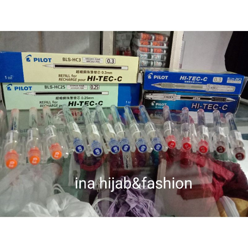 

bolpen hitec 0.3 blue,orange, red
