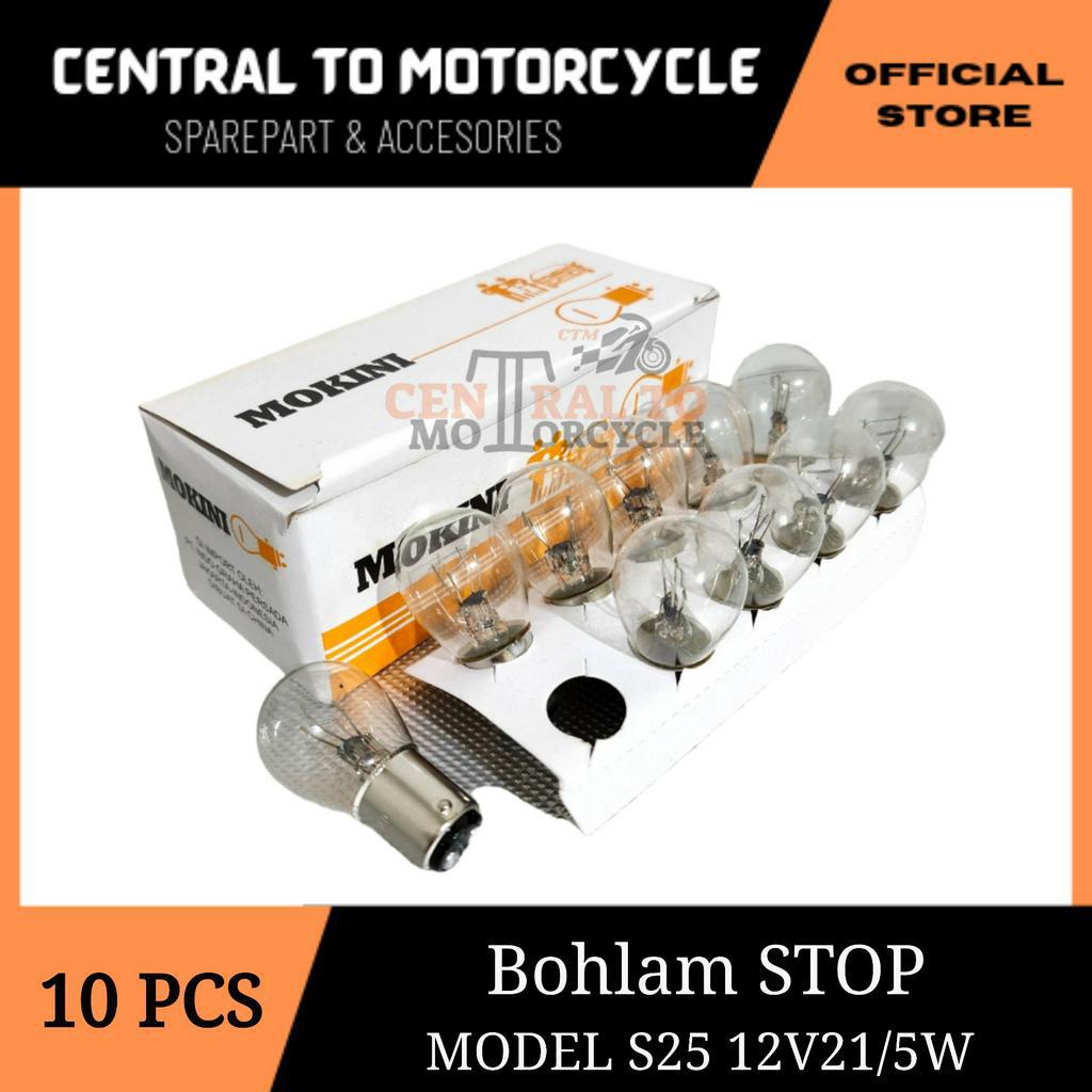 10 Buah Lampu Bohlam Halogen Standar Motor Bohlam Stop Rem &amp; Bohlam Depan Universal