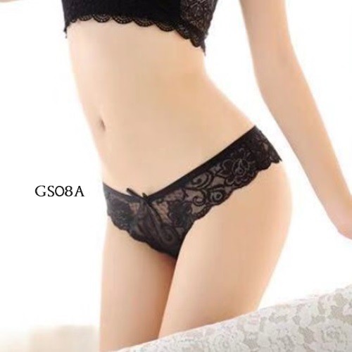 [BEST SELLER] CELANA DALAM WANITA G-STRING SEXY UNDERWEAR LACE HITAM GS08A