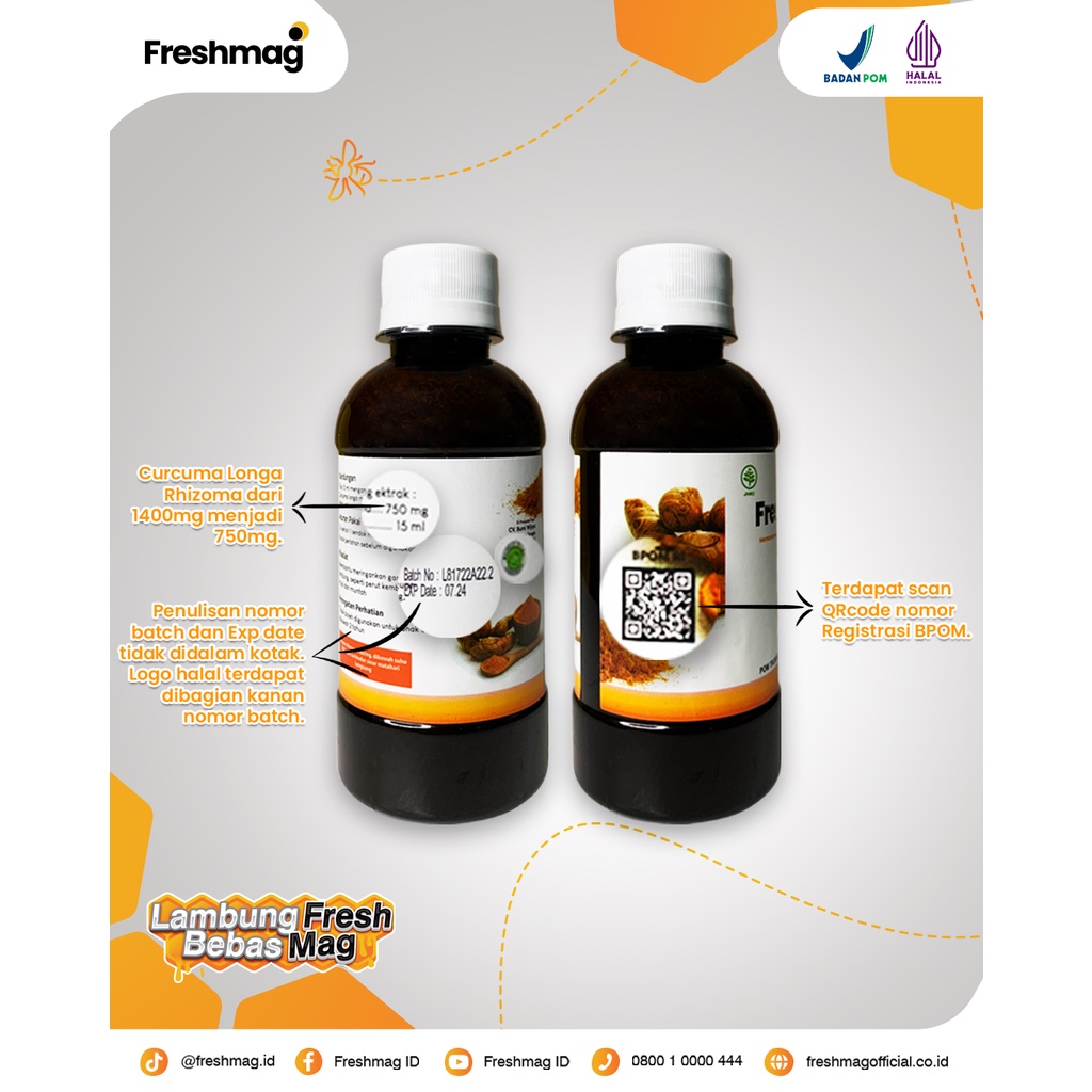 FRESHMAG PAKET 5 BOTOL - 3x Lebih Cepat Atasi Masalah Lambung Madu Herbal Alami Atasi Masalah Lambung Gerd Infeksi Lambung Magh Maag Kronis Penambah Nafsu Makan Jaminan Asli Distributor Freshmag Aman Terpercaya  BPOM HALAL Fresh Maag Presmag Zestmag