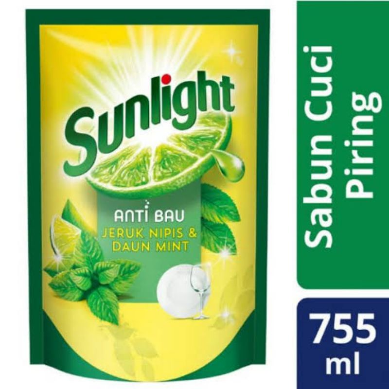 Sunlight Extra Anti Bau Jeruk Nipis &amp; Daun Mint Refill 755 ml