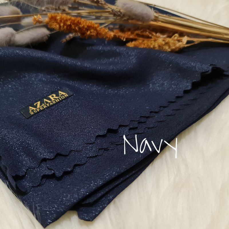 Hijab Segi Empat Azara nur sinar glamour Laser Cut kerudung hijab segiempat glowing 110 x 110-Navy Sinar