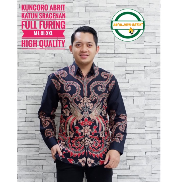 Batik Pria KUNCORO ABRIT FULL FURING Katun Halus Ori Solo