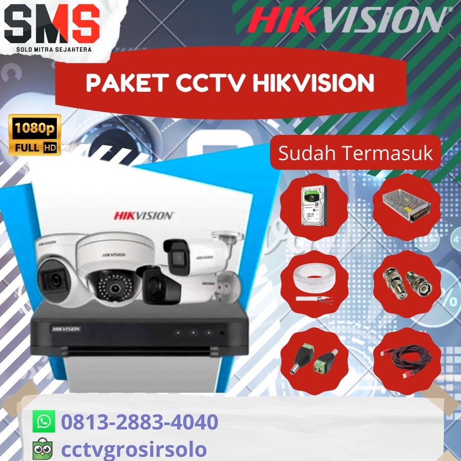 Jual PAKET CCTV HIKVISION 8 CHANNEL 8 KAMERA TURBO HD 5MP Shopee