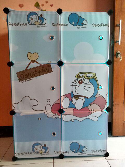 Lemari Rakit Plastik Baju Anak/ Pakaian 6 Pintu/kotak/susun Motif Termurah