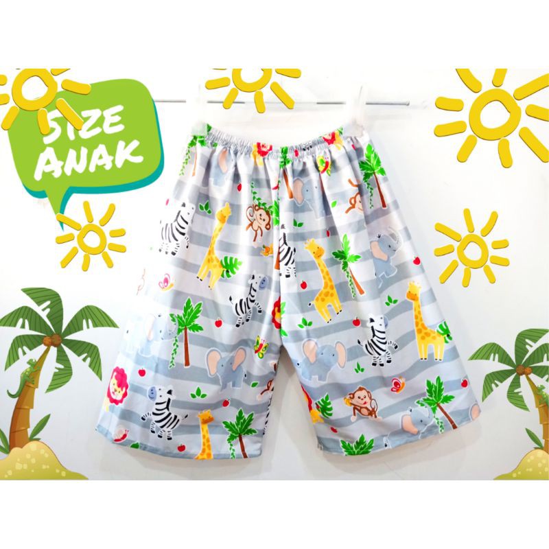 [ BOLEH PILIH MOTIF ] ANIMAL STRIPE GREY - Celana Pendek Santai untuk di rumah Katun Nyaman 2-14th