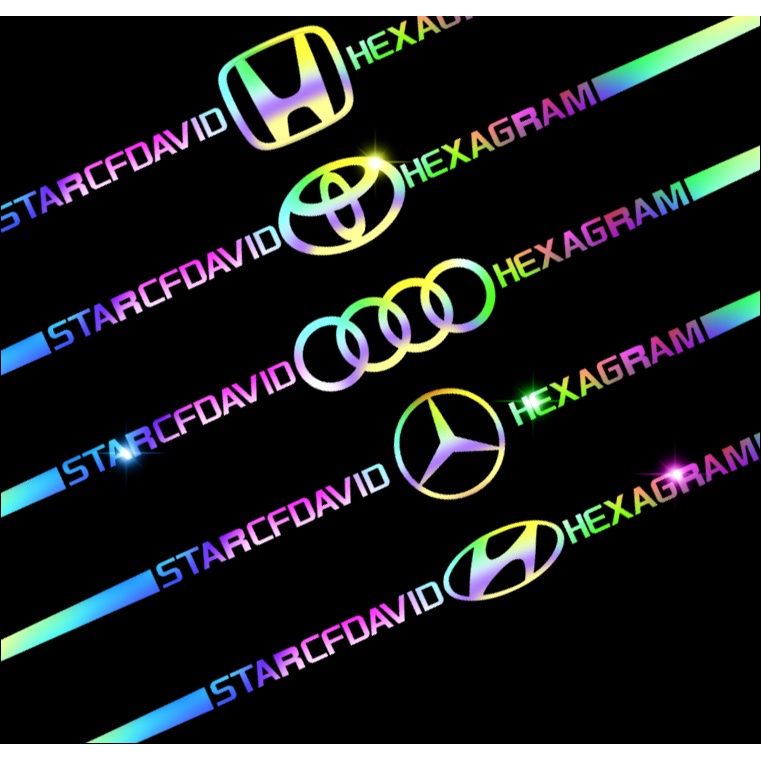 Stiker Logo BMW / Honda / Toyota / Nissan / Chevrolet Reflektif Laser Warna-Warni