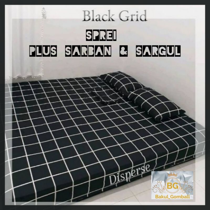 Sprei Set Plus Sarung Bantal Dan Guling Aesthetic Sprai Sprey Astetik Kotak Hitam Putih Motif Black Squre Monokrom / King / Double / Single / Ukur 90 100 120 Kamar Kos