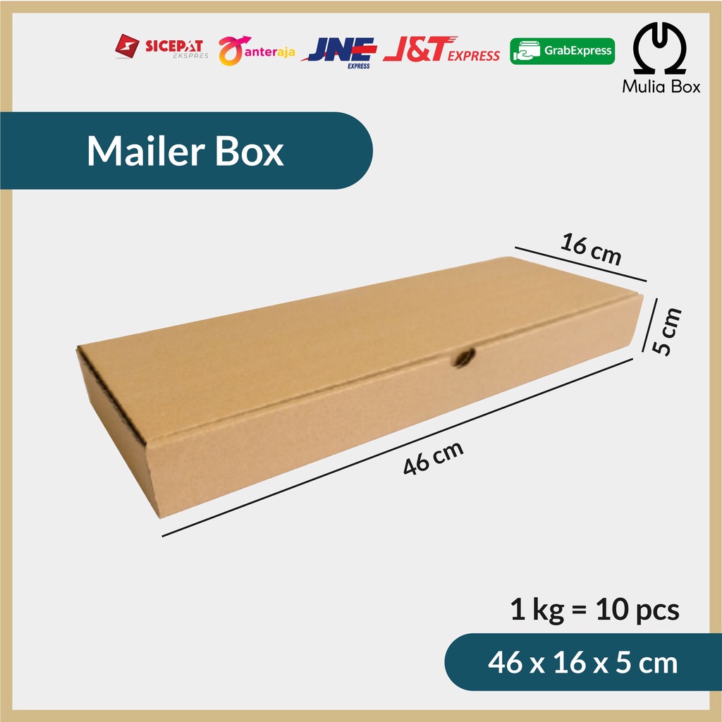 

Kardus Packing Mailer Box 46 x 16 x 5 cm Corrugated Die Cut Karton Kecil Polos Bingkai Foto Sejadah