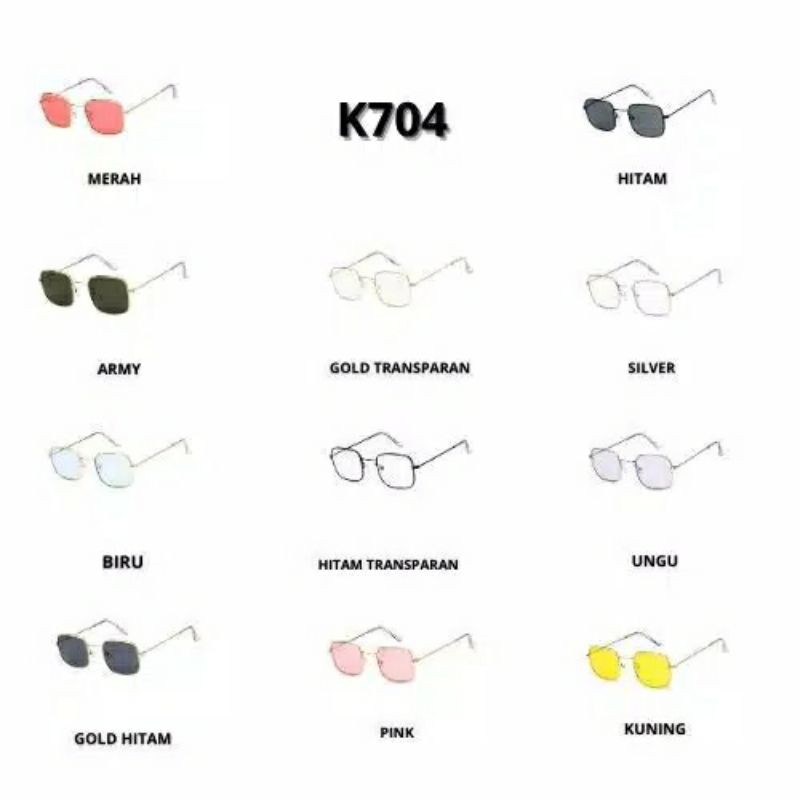 Kacamata Warna Fashion Wanita Pria Style Korea Frame Sunglasses Lensa Gaya (KM-K704)