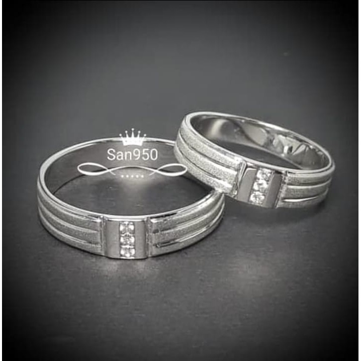 Cincin Kawin Couple C100 – Sepasang Nikah Tunangan Perak 950 Palladium Platinum Emas Putih Premium