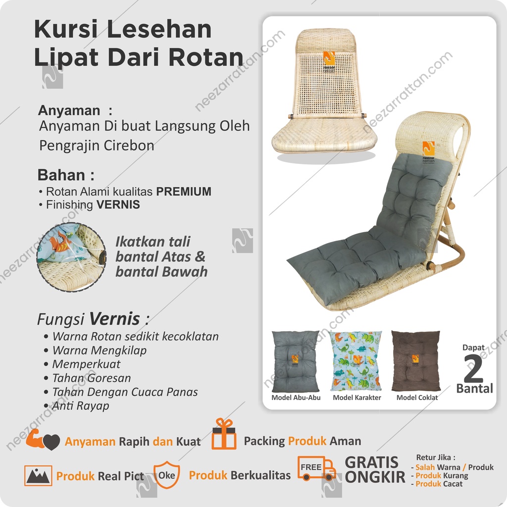 Kursi Rotan Lesehan Lipat Lantai Santai Pantai Liburan Malas