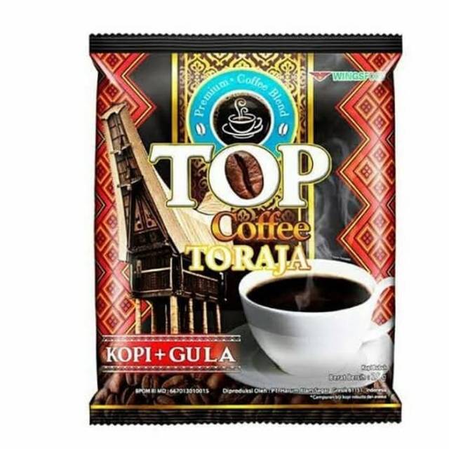 Top coffe toraja kopi + gula sachet 25 gram isi 10 sachet
