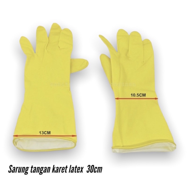 Sarung tangan karet latex 30cm kuning FAWI