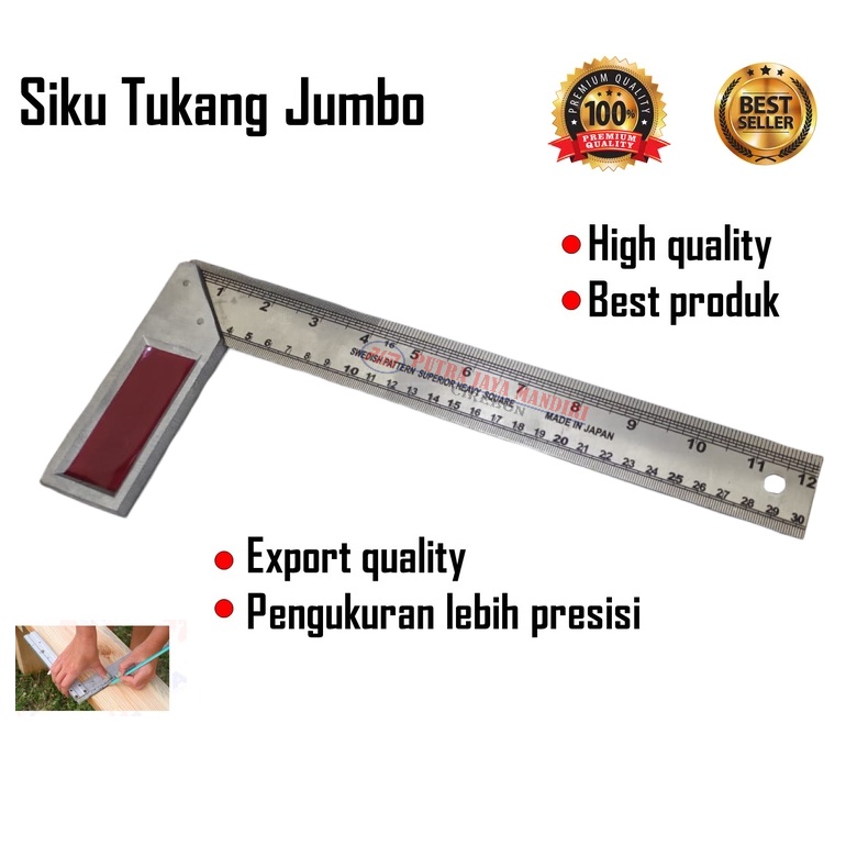 Siku Tukang Jumbo 30 cm Stainless / Penggaris Siku 30 Cm 12 Inch 90 Derajat