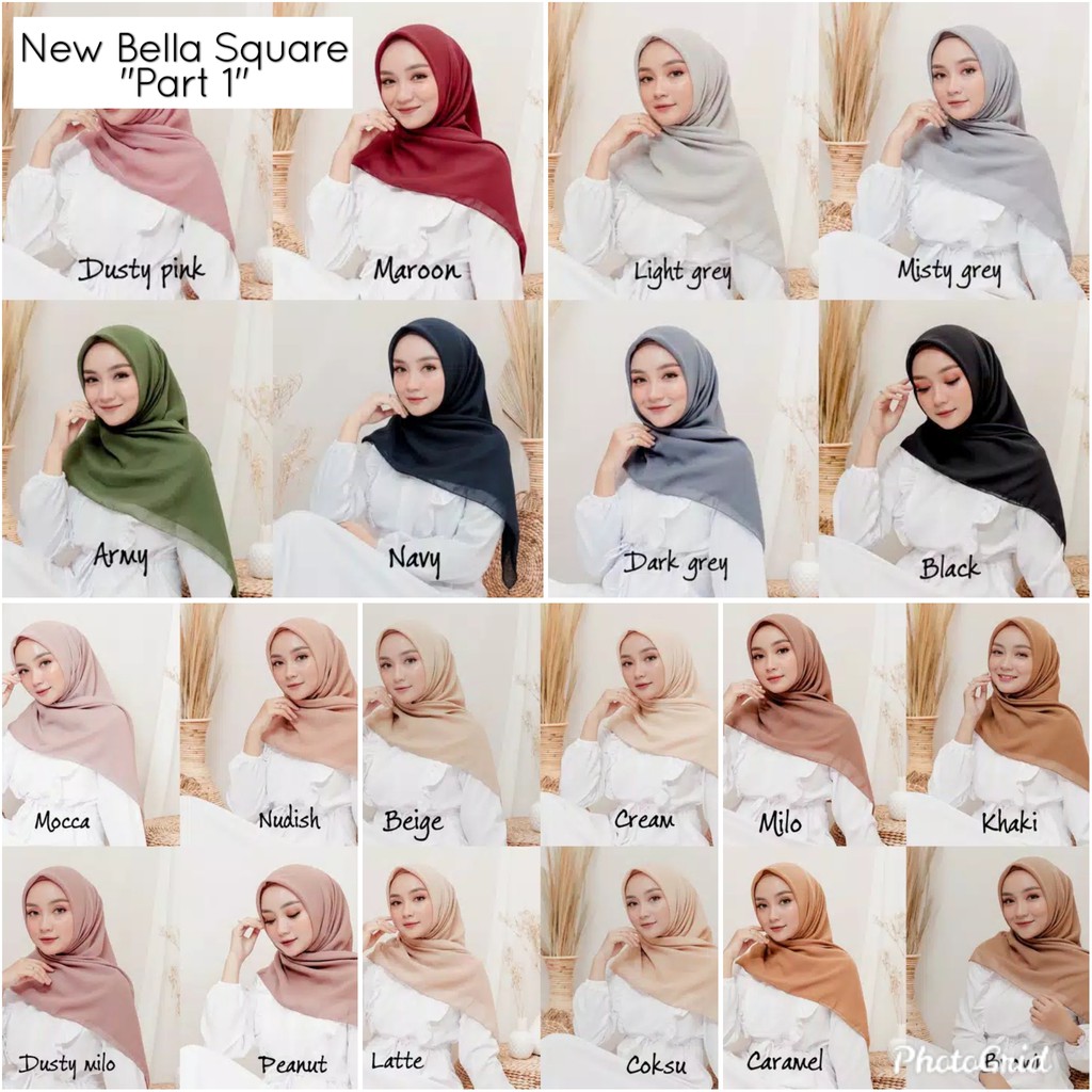 HIJAB SEGI EMPAT POLOS BELLA SQUARE SERI 1